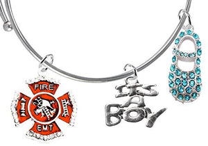 EMT Firefighter's Baby Shower Gifts, "It’s A Boy", Adjustable Bracelet, Safe - Nickel & Lead Free