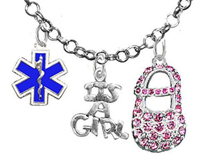 EMT, Paramedics Wife's, "It’s A Girl", Necklace, Hypoallergenic, Safe - Nickel & Lead Free
