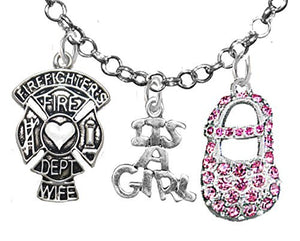 Firefighter's Wife, "It’s A Girl", Necklace, Hypoallergenic, Safe - Nickel & Lead Free