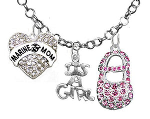 Marine's Mom's, "It’s A Girl", Necklace, Hypoallergenic, Safe - Nickel & Lead Free