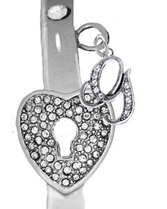It Really Locks! The Key to My Heart, "Initial G", Cuff Crystal Bracelet - Safe, Nickel & Lead Free