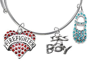 Firefighter's Baby Shower Gifts, "It’s A Boy", Adjustable Bracelet, Safe - Nickel & Lead Free