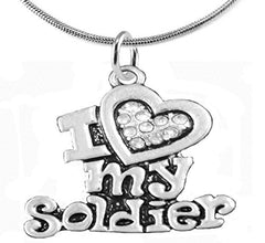 Army, I Love My Soldier Adjustable Necklace, Hypoallergenic, Safe - Nickel & Lead Free