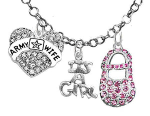 Army Wife's, "It’s A Girl", Necklace, Hypoallergenic, Safe - Nickel & Lead Free