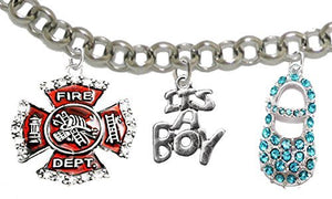 Firefighter's, Mom to Be, "It’s A Boy", Bracelet, Hypoallergenic, Safe - Nickel & Lead Free