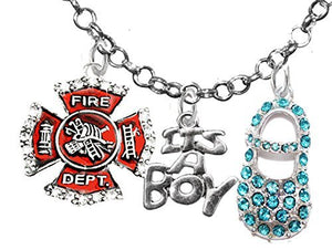 Firefighter, "It’s A Boy", Necklace, Hypoallergenic, Safe - Nickel & Lead Free