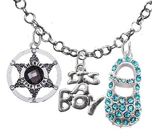 Sheriff's Department, "It’s A Boy", Necklace, Hypoallergenic, Safe - Nickel & Lead Free