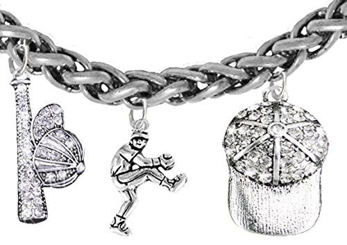 Softball, Pitcher, Genuine Crystal Bracelet, Hypoallergenic, Safe - Nickel, Lead & Cadmium Free