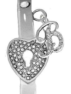It Really Locks! The Key to My Heart, "Initial B", Cuff Crystal Bracelet - Safe, Nickel & Lead Free