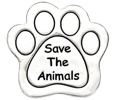 Save The Animals Pin, (Package Of 12, $9.38 Each) Real Jewelry, Not Plastic or Paper - Safe