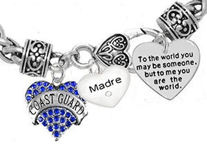 Coast Guard Madre, "To the World You May Be Someone" Charm Bracelet, Crystal Heart Madre, Safe