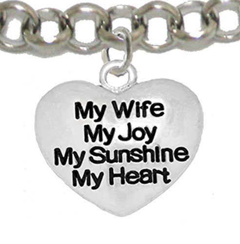 Message Jewelry, My Wife, My Joy, My Sunshine, My Heart, Adjustable Bracelet - Safe, Nickel Free