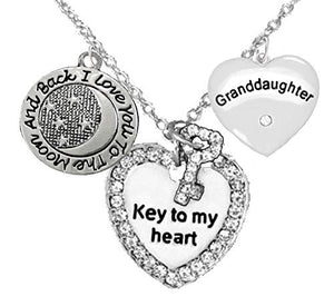 Granddaughter", "I Love You to The Moon & Back" Adjustable Necklace, Safe - Nickel & Lead Free