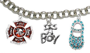 Firefighter's Mom to Be, "It’s A Boy", Bracelet, Hypoallergenic, Safe - Nickel & Lead Free