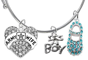 Army Wife's Baby Shower Gifts, "It’s A Boy", Adjustable Bracelet, Safe - Nickel & Lead Free