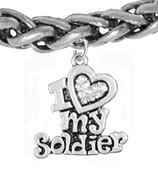 Army, "I Love My Soldier", Wheat Chain Bracelet Hypoallergenic, Safe - Nickel & Lead Free