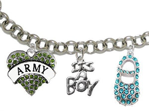 Army's Mom to Be, "It’s A Boy", Bracelet, Hypoallergenic, Safe - Nickel & Lead Free
