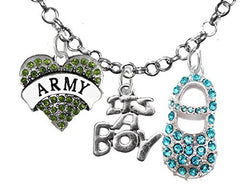 Army, "It’s A Boy", Necklace, Hypoallergenic, Safe - Nickel & Lead Free