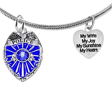 Policeman's, My Wife, My Joy, My Sunshine, My Heart, Adjustable Necklace, Safe - Nickel & Lead Free
