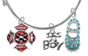 Firefighter's Baby Shower Gifts, "It’s A Boy", Adjustable Bracelet, Safe - Nickel & Lead Free