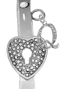 It Really Locks! The Key to My Heart, "Initial Q", Cuff Crystal Bracelet - Safe, Nickel & Lead Free