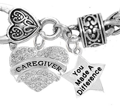 Caregiver, Nurse, RN, LPN, You Made a Difference, Bracelet, Hypoallergenic Safe - Nickel & Lead Free