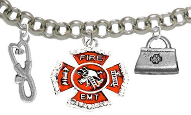 Firefighter, EMT, Adjustable Charm Bracelet, Hypoallergenic, Safe - Nickel & Lead Free