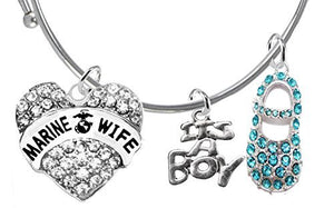 Marine Wife's Baby Shower Gifts, "It’s A Boy", Adjustable Bracelet, Safe - Nickel & Lead Free