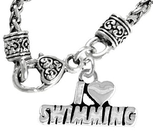 I Love Swimming, Necklace, Hypoallergenic, Safe - Nickel & Lead Free