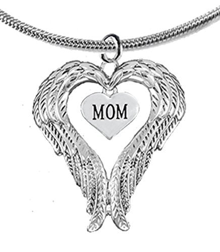 Guardian Angel, Heart (Love) Shaped Wings for Mom Necklace, Adjustable - Safe, Nickel & Lead Free