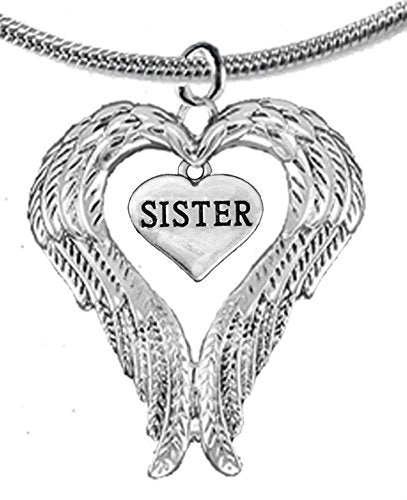 Guardian Angel, Heart (Love) Shaped Wings for Sister Necklace, Adjustable - Safe, Nickel & Lead Free