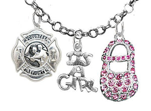 Firefighter's Volunteer's Wife's, "It’s A Girl", Necklace, Safe - Nickel & Lead Free