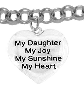 Message Jewelry, My "Daughter", My Joy, My Sunshine, My Heart, Adjustable Rolo Chain Bracelet - Safe