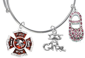 Firefighter's Mom's "It’s A Girl", Adjustable Bracelet, Safe - Nickel & Lead Free