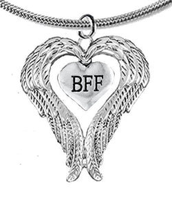 Guardian Angel, Heart (Love) Shaped Wings For "BFF" (Best Friends Forever) Adjustable Necklace