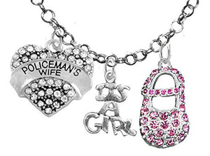 Policeman's Wife's, "It’s A Girl", Necklace, Hypoallergenic, Safe - Nickel & Lead Free