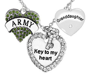 Army Granddaughter", Genuine Crystal, "Key to My Heart" & "Olivine Green Army Heart" Safe