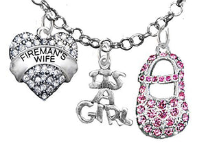 Firefighter's Wife's, "It’s A Girl", Necklace, Hypoallergenic, Safe - Nickel & Lead Free