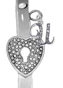 It Really Locks! The Key to My Heart, "Initial U", Cuff Crystal Bracelet - Safe, Nickel & Lead Free