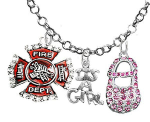 Firefighter's, "It’s A Girl", Necklace, Hypoallergenic, Safe - Nickel & Lead Free