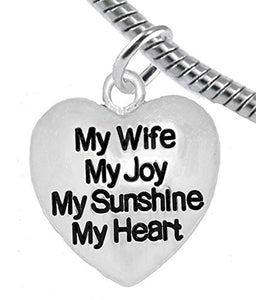 Message Jewelry, My Wife, My Joy, My Sunshine, My Heart, Bracelet - Safe, Nickel & Lead Free