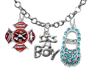 Firefighter, "It’s A Boy", Necklace, Hypoallergenic, Safe - Nickel & Lead Free