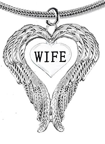 Guardian Angel, Heart (Love) Shaped Wings for Wife Necklace, Adjustable - Safe, Nickel & Lead Free