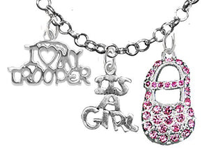 Trooper's Wife's, "It’s A Girl", Necklace, Hypoallergenic, Safe - Nickel & Lead Free