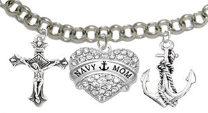 Navy "Mom", Adjustable Bracelet, Hypoallergenic, Safe - Nickel & Lead Free