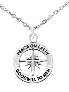 Christmas, Exclusive, Peace on Earth, Good Will... Adjustable Necklace, Safe - Nickel & Lead Free.
