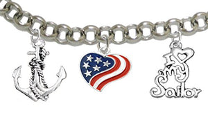 Navy, I Love My Sailor, Adjustable Bracelet, Hypoallergenic, Safe - Nickel & Lead Free