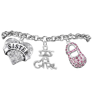 Sister, "It’s A Girl", Adjustable Bracelet, Hypoallergenic, Safe - Nickel & Lead Free