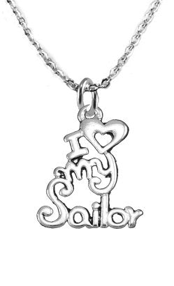Navy, I Love My Sailor, Adjustable Necklace Hypoallergenic, Safe - Nickel & Lead Free