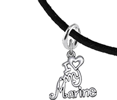Marine, I Love My Marine, Adjustable Suede Bracelet Hypoallergenic, Safe - Nickel & Lead Free